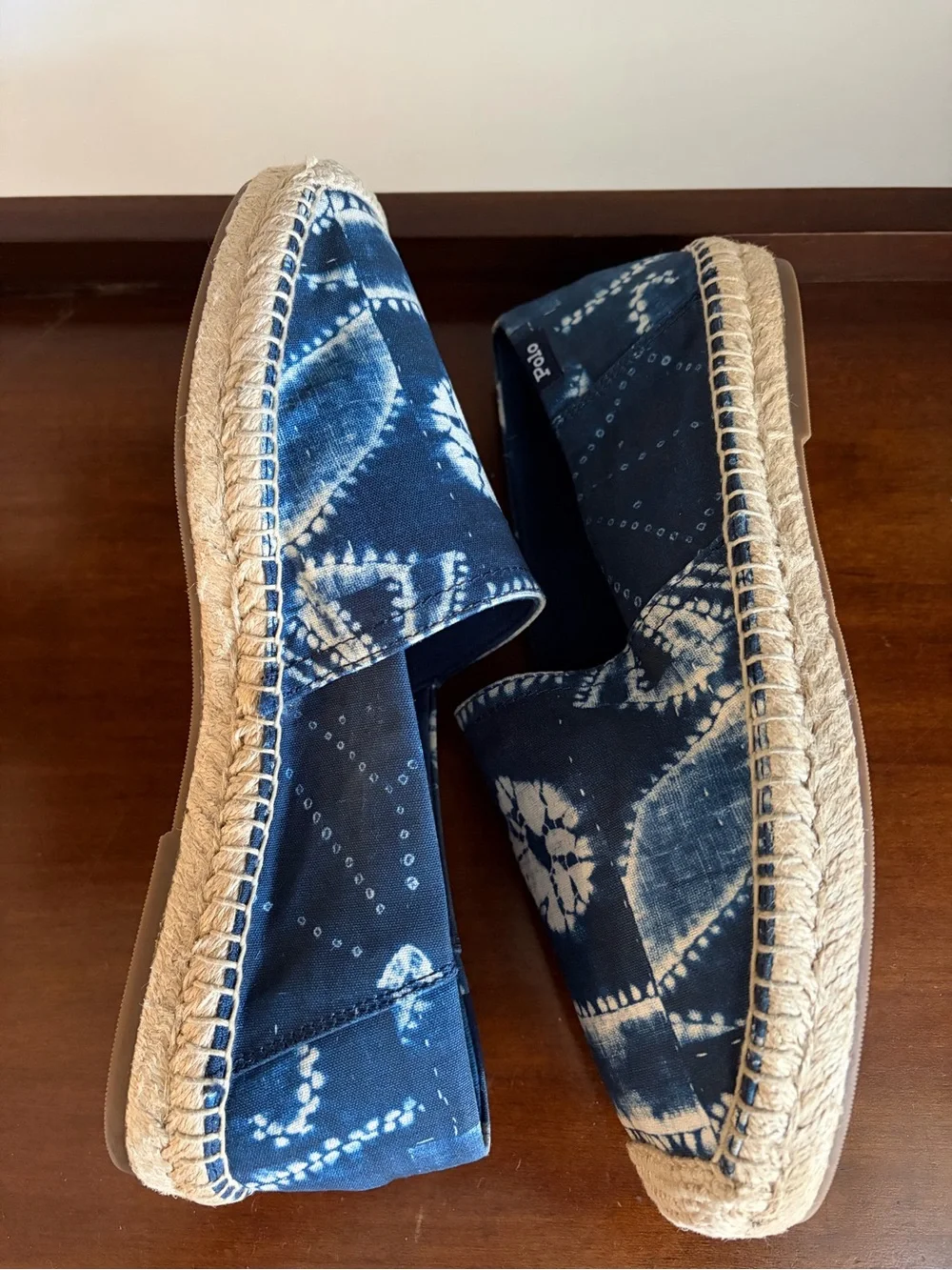 Polo Ralph Lauren Unisex Blue White Canvas Espadrilles Size M7 W8.5